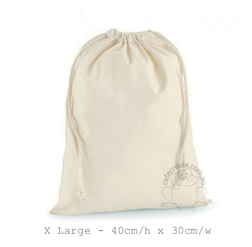 Calico Blank Extra Large Drawstring Bag NATURAL Cafe Create