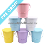 Bucket with Lid Pastel Metal  Set of 24