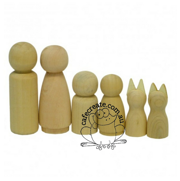 Blank Wooden Peg Doll Family