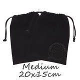 Black Calico Blank Drawstring Bag Medium