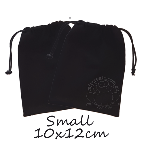 Black Calico Blank Drawstring Bag Small
